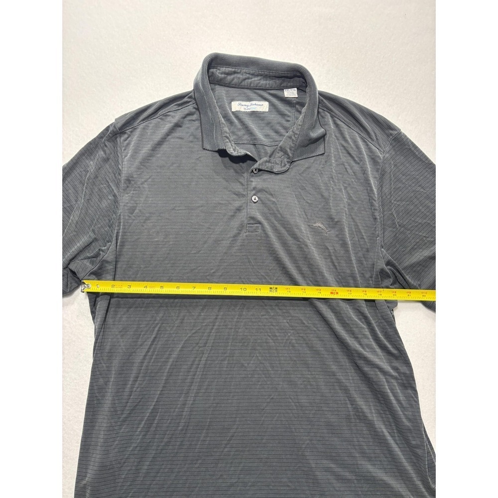 Tommy Bahama Polo Shirt Mens 2XL Gray Island Zone Striped Moisture Wicking - Picture 7 of 12